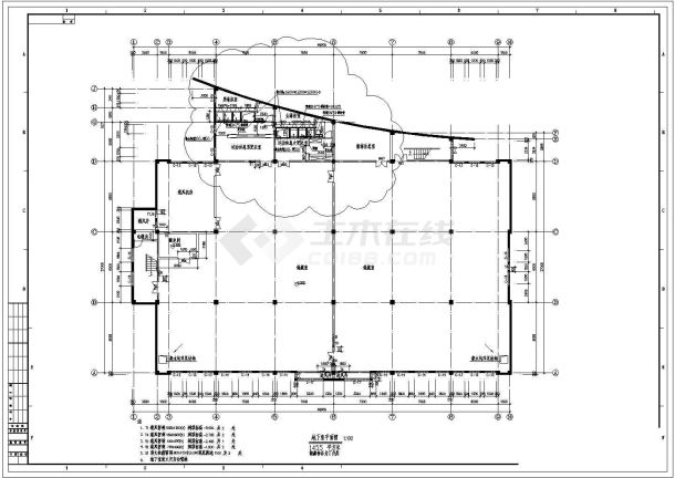 某3206平米三层体育馆建筑施工图-图一