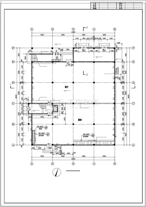 两层食堂建筑CAD参考套图-图一