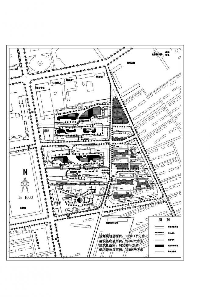 规划用地110611平米小区修建性规划总平面CAD图_图1