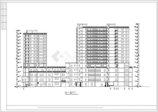 天津蝴蝶湾小区16层剪力墙结构商住楼建筑设计CAD图纸（含架空层）-图一