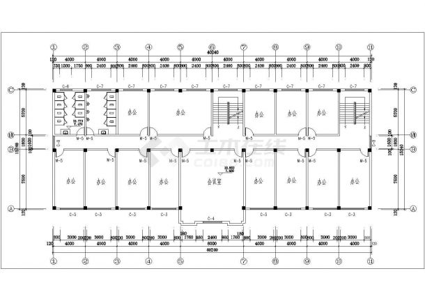 苏州市某仪器厂3150平米五层框架办公楼建筑设计CAD图纸-图一