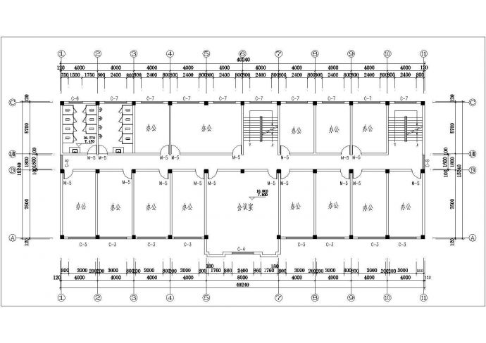 苏州市某仪器厂3150平米五层框架办公楼建筑设计CAD图纸_图1