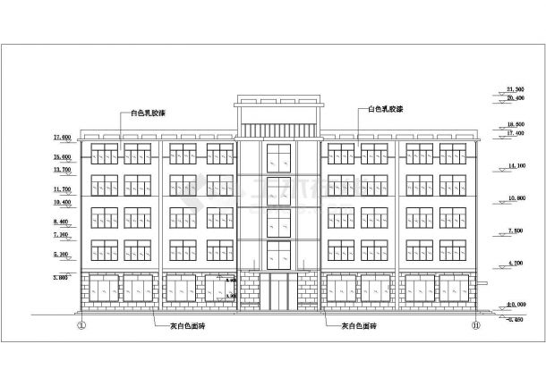 苏州市某仪器厂3150平米五层框架办公楼建筑设计CAD图纸-图二