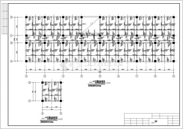 扬州市某工厂4250平米六层框混办公楼全套结构设计CAD图纸-图一