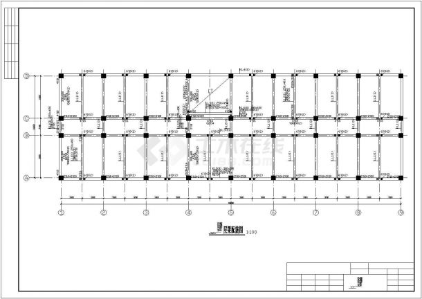 扬州市某工厂4250平米六层框混办公楼全套结构设计CAD图纸-图二