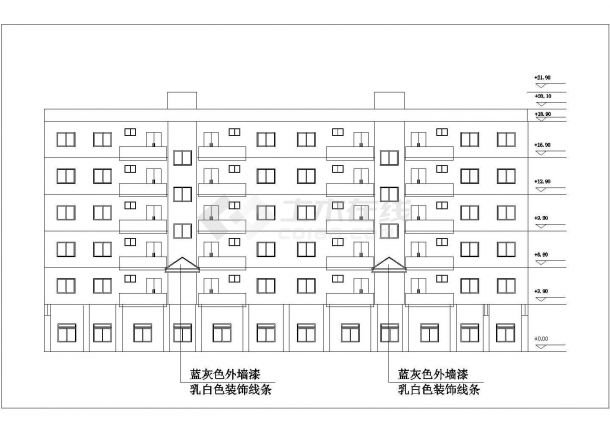 徐州市某小区6800平米6层框架商住楼建筑设计CAD图纸（地层商用）-图二