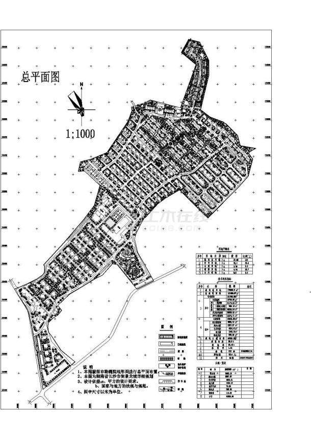 规划总用地17.5ha别墅小区规划总平面CAD图-图一