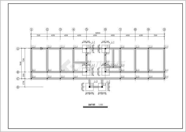 1226平方米三层某公司办公楼建筑施工cad图，共十六张-图二