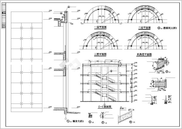 某商业中心5层办公楼建筑设计CAD施工图纸-图一