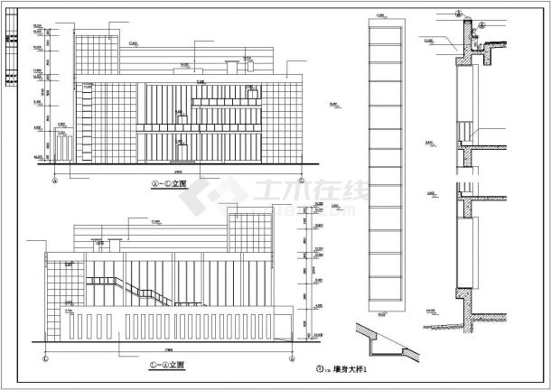 某商业中心5层办公楼建筑设计CAD施工图纸-图二