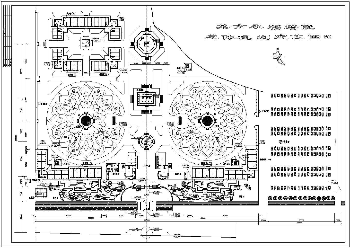 公园广场绿化CAD图纸-某市永福陵园总平面图