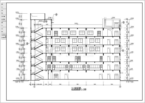 某4340㎡地上六层框架结构办公楼建筑施工CAD图纸，含建筑说明-图一