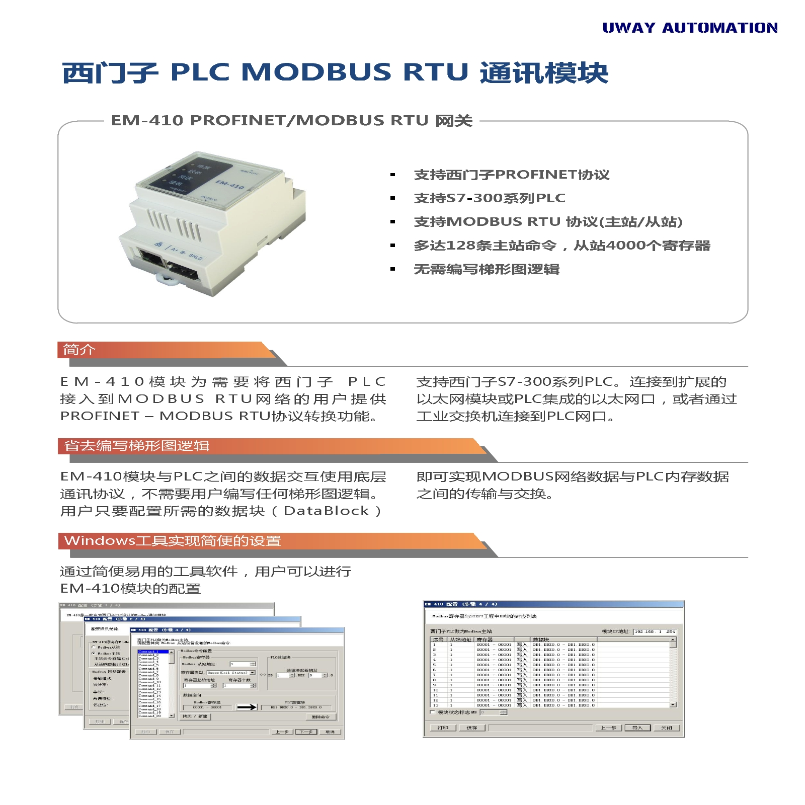 西门子PLC MODBUS 第三方通讯网关模块 EM-410