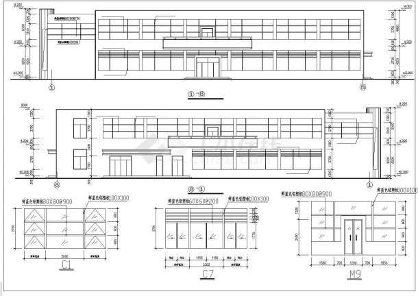 某二层食堂建筑设计CAD图-图一