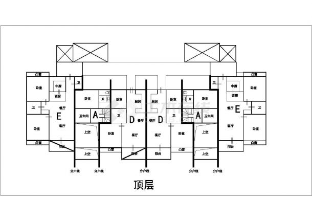 东莞市国湘雅园小区高层公寓住宅楼局部平面设计CAD图纸-图一
