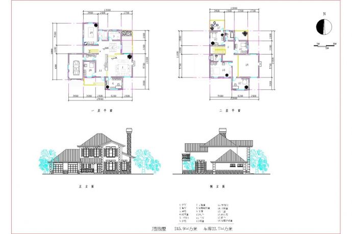 某二层砖混结构欧式风格别墅（建筑面积245.9平方米）设计cad建筑方案图（甲级院设计）_图1