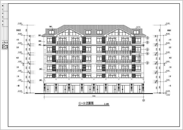 6层阁楼2单元每单元2户住宅楼CAD设计图-图二