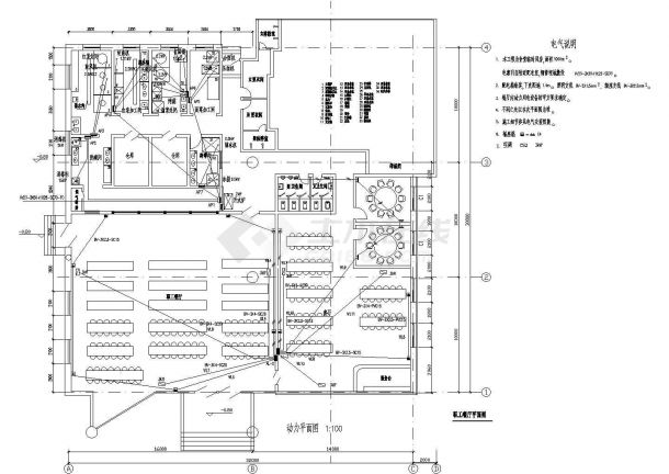 某职工食堂电气设计CAD施工图-图二