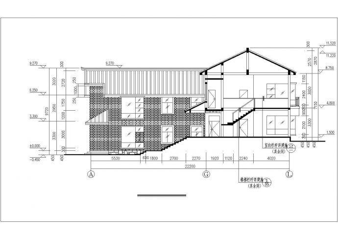 遵义市某度假村1300平米3层框混结构休闲别墅CAD建筑设计图纸_图1