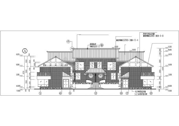 遵义市某度假村1300平米3层框混结构休闲别墅CAD建筑设计图纸-图二