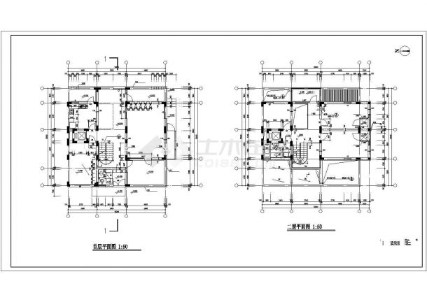 无锡某二层现代风格别墅建筑施工图纸（标注明细）（4张图纸）-图二