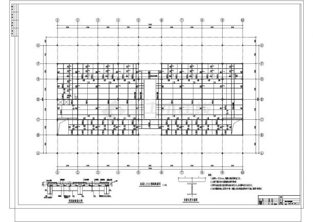 陕西某地上二层钢网架结构农贸市场结构施工图纸cad设计-图二
