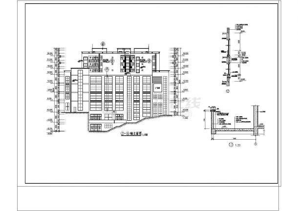 五层农贸市场框架建筑设计cad图纸（长60.14米宽50,04米）-图二