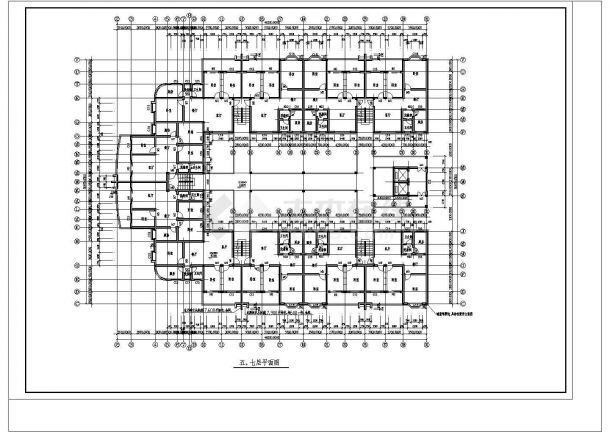 1万平六层农贸市场建筑施工cad图(含负一层平面图，共十二张)-图二