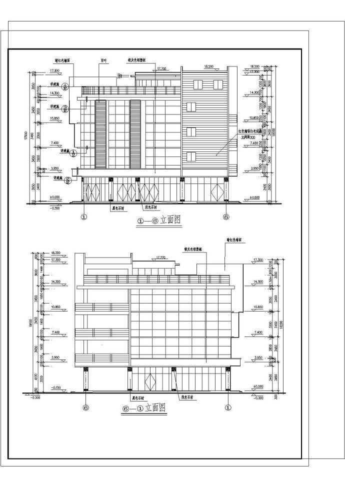 某四层农贸市场建筑施工cad图，共四张_图1