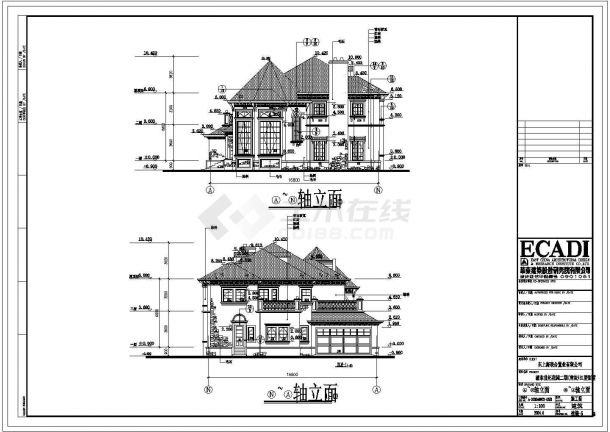 某花园小区二层框架结构简欧风格别墅设计cad全套建筑施工图（甲级院设计）-图二