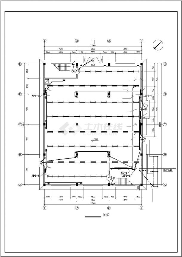 2层北方厂房食堂电气施工图纸-图二