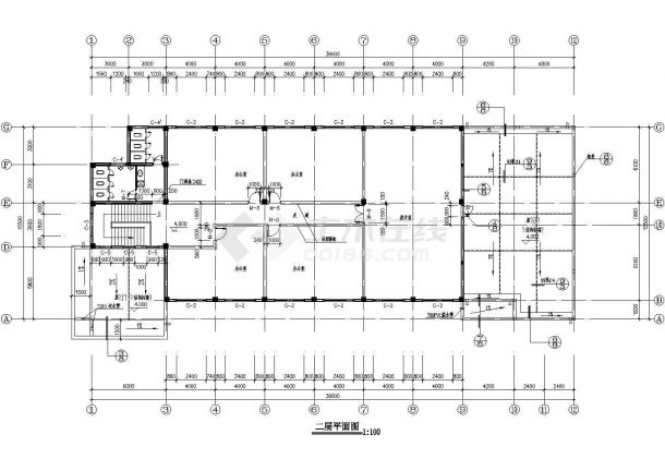 某2层公司食堂设计cad建筑施工图（标注详细）-图二