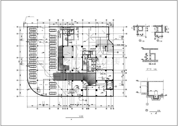 杭州某小区2层砖混住宅楼平面设计CAD图纸（含地下室和电梯井平面图）-图一