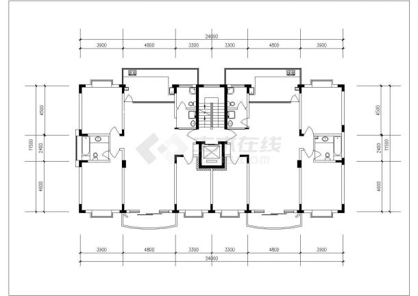 广州市锦兴花园小区住宅楼标准层平面设计CAD图纸（140平米以上/5张）-图二