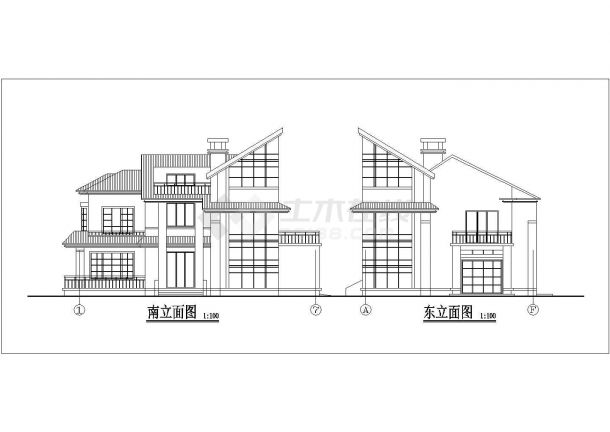 某框架结构二层现代风格小康别墅设计cad全套建筑施工图（甲级院设计）-图二