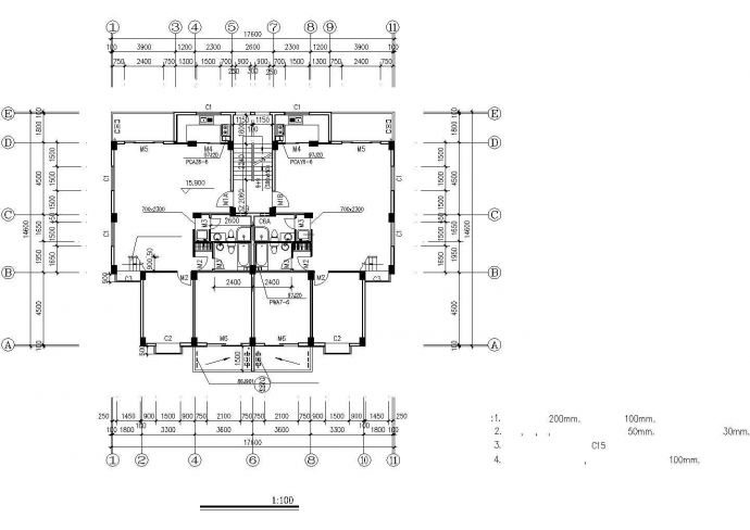 长春某小区6层砖混结构住宅楼建筑设计CAD图纸（含架空层/第六层为复式）_图1