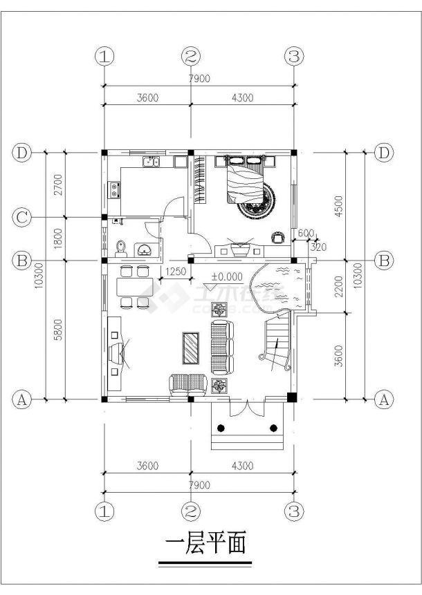 某地上三层现代风格别墅建筑施工图纸（标注明细）（6张图纸）-图二