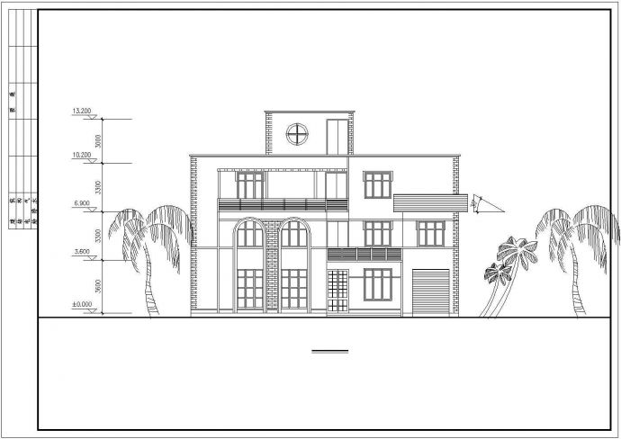 某四层现代风格别墅建筑施工图纸（标注明细）（6张图纸）_图1