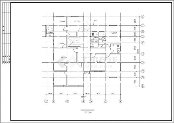 某四层现代风格别墅建筑施工图纸（标注明细）（6张图纸）-图二