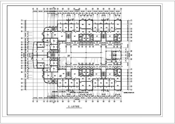 1万平七层农贸市场建筑施工cad图（带负一层设计)-图二