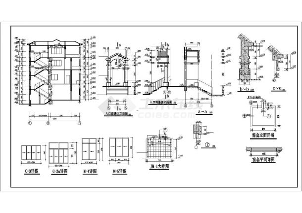 某四层现代风格别墅建筑施工图纸（标注明细）（负一层）-图二