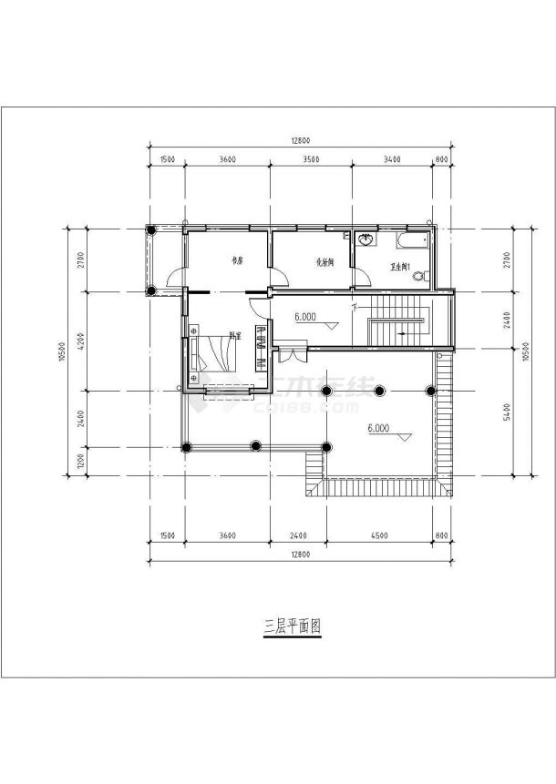 312平方米三层独栋别墅建筑设计cad图，含设计说明-图二