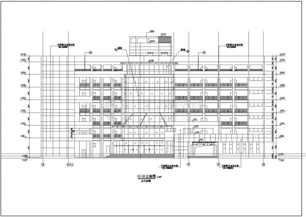 沈阳某事业单位4480平米7层框架结构办公楼平面设计CAD图纸（1梯2户）-图一