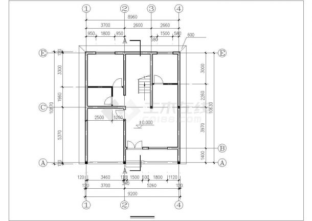 某地区(23.7x16.1)三层砖混结构别墅建筑结构设计CAD图含效果图(设计说明）-图二