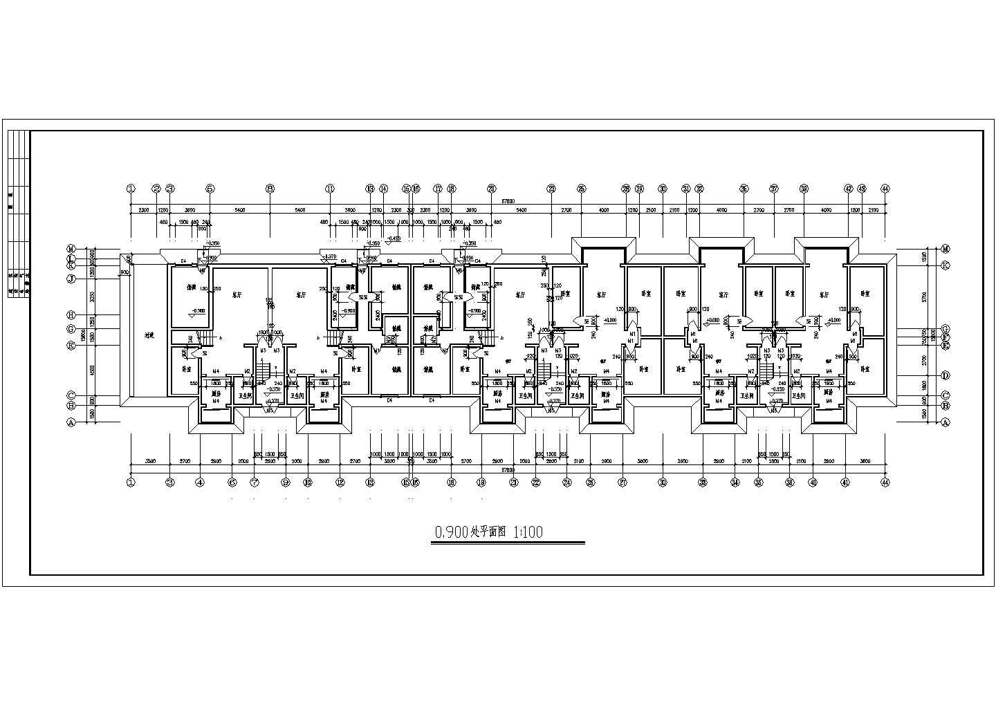 六层三单元5583平米两种户型节能住宅CAD设计图纸