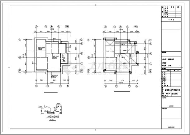 某地区(10.54x10.4)三层独栋别墅建筑结构设计CAD图含效果图(设计说明）-图一