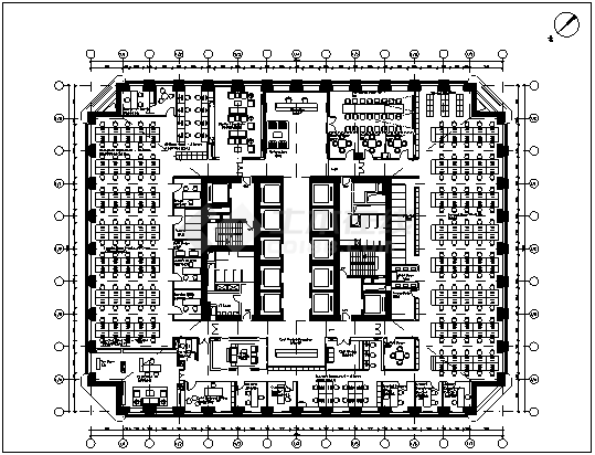 某办公室室内精装修全套施工cad图_办公室施工-图二