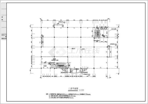 某三层食堂建筑方案CAD图纸-图二