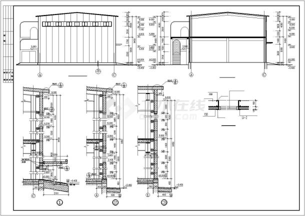 2层某食堂钢结构建施图（长47.26米 宽15.11米）-图一