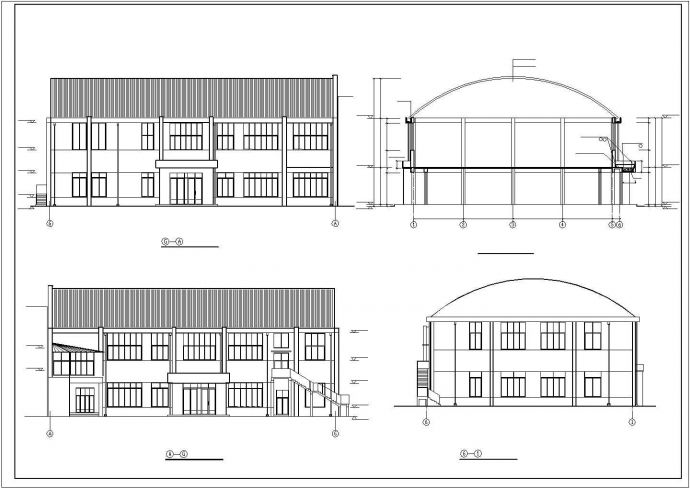 2层中学操场与食堂建施图（长35.12米 宽25.64米）_图1